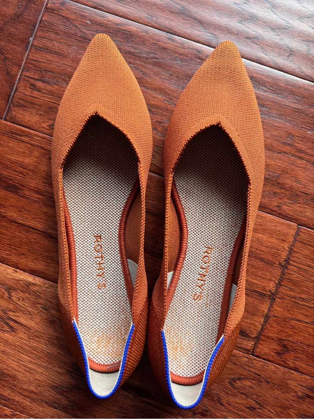Rothy’s The Point Ballet Flat Orange Knit Classic Comfy Preppy Casual 10.5